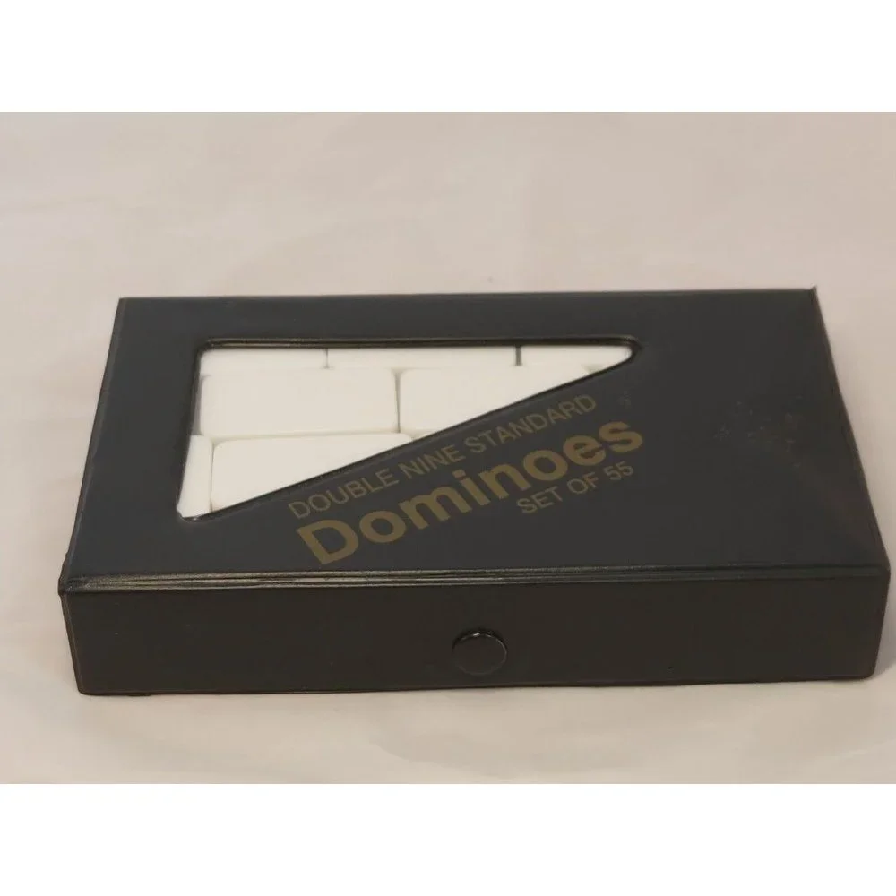 Double Nine Professional Dominoes Set of 55 with case multicolor dots vintage